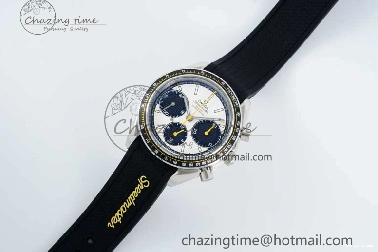 0516 Speedmaster Racing Master SS HKF Best Edition White Black Dial on Black Rubber Strap A Effortless 7813